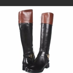 New Micheal Kohrs Fulton Harness Black and Mocha Brown Leather Riding Boots